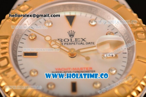 Rolex Yachtmaster Swiss ETA 2836 Automatic Movement 18K Gold Never Fade with Diamond Markers and White Dial-Two Tone - Click Image to Close